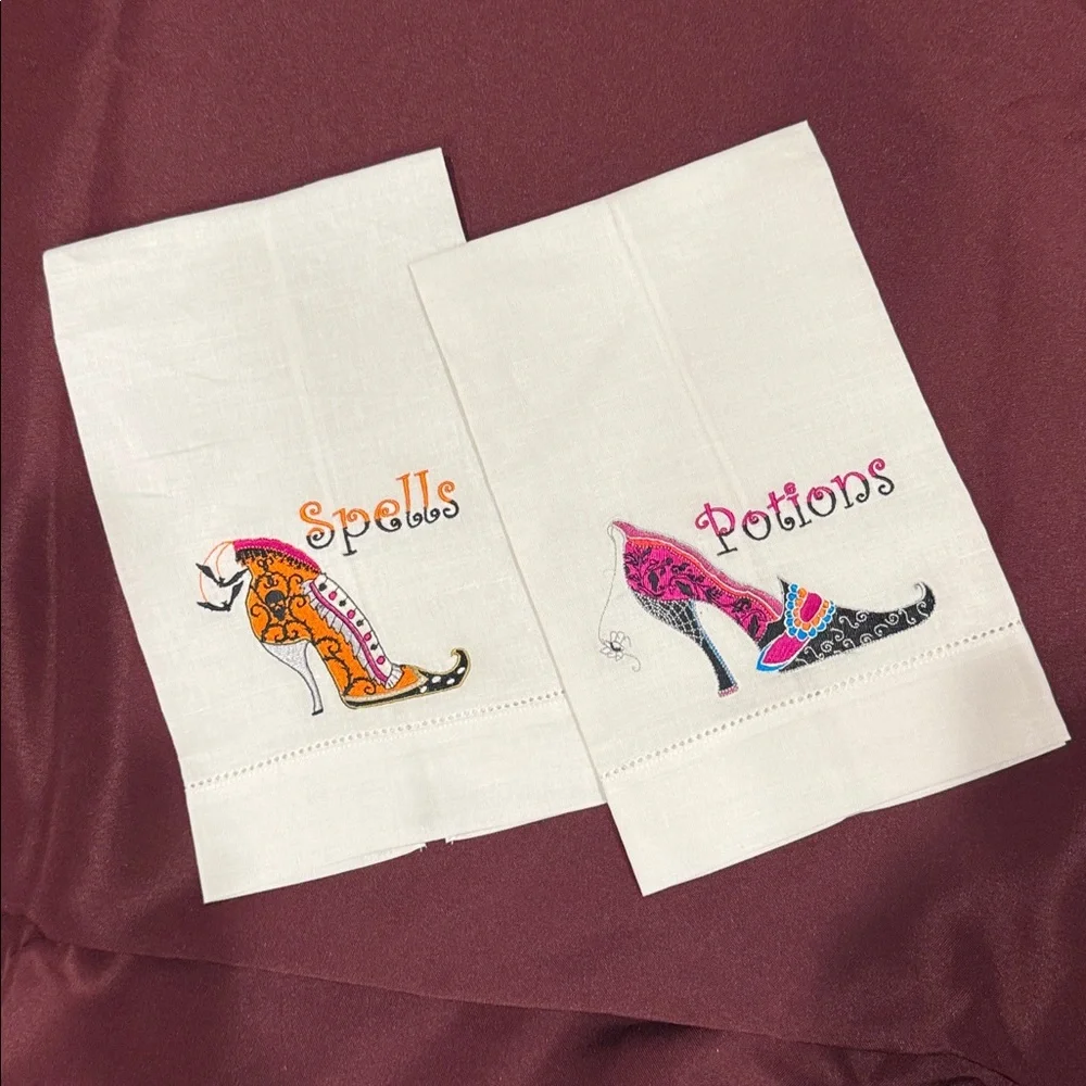 Peking Handicraft Embroidered Ramie / Cotton Towels by Grandin Road - Set of 2